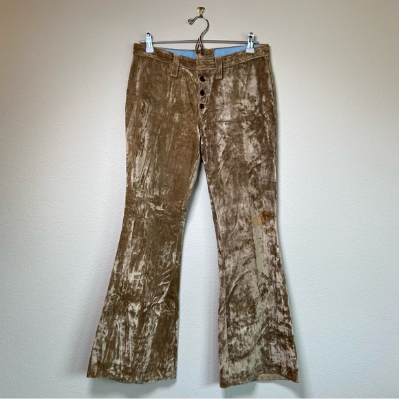 Vintage Pants - Vintage Crushed Velvet 70s Bell Bottom Pants